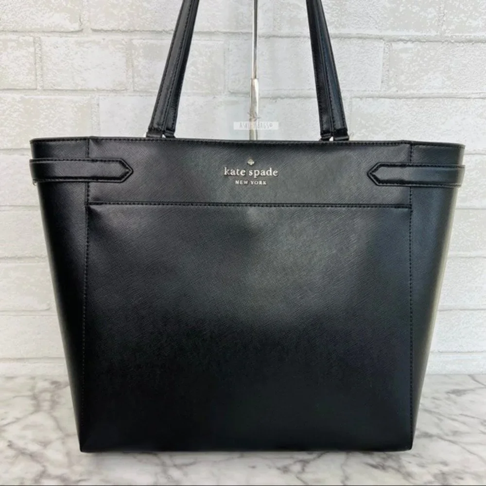 Kate Spade Black Large Laptop Tote Shoulder Bag & Large Continental Wallet Set_2